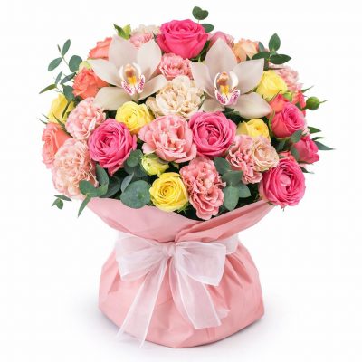 Премиальный букет свежих цветов «Розовое утро»