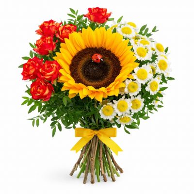 Классический букет свежих цветов «Солнечные мгновения»