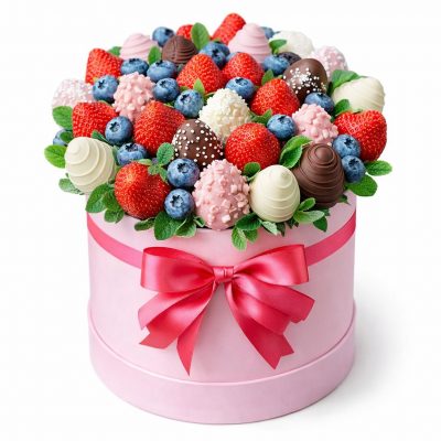 Шляпная коробка с фруктами «Сладкий каприз»