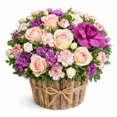 Корзина из живых цветов «Весенняя рапсодия»