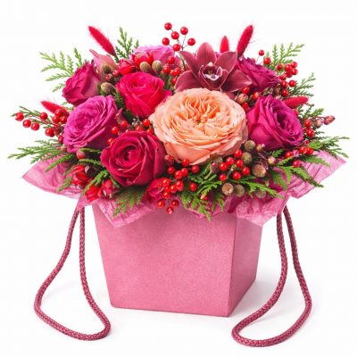 Цветы в коробке «Бархатный вечер»