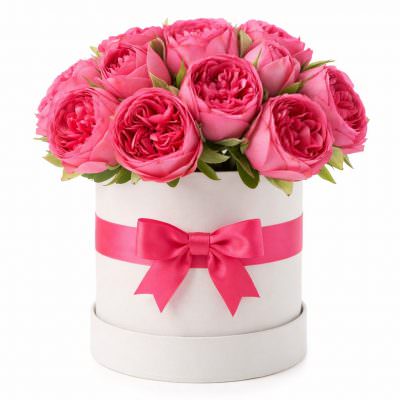 Шляпная коробка с пионом «Цветочная поэма»