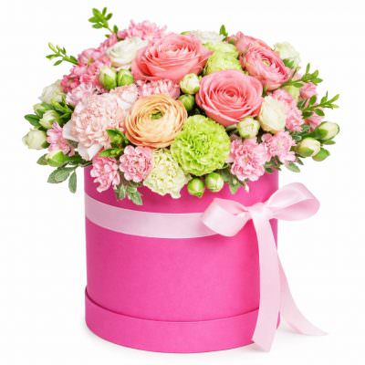 Шляпная коробка с цветами «Летнее сияние»